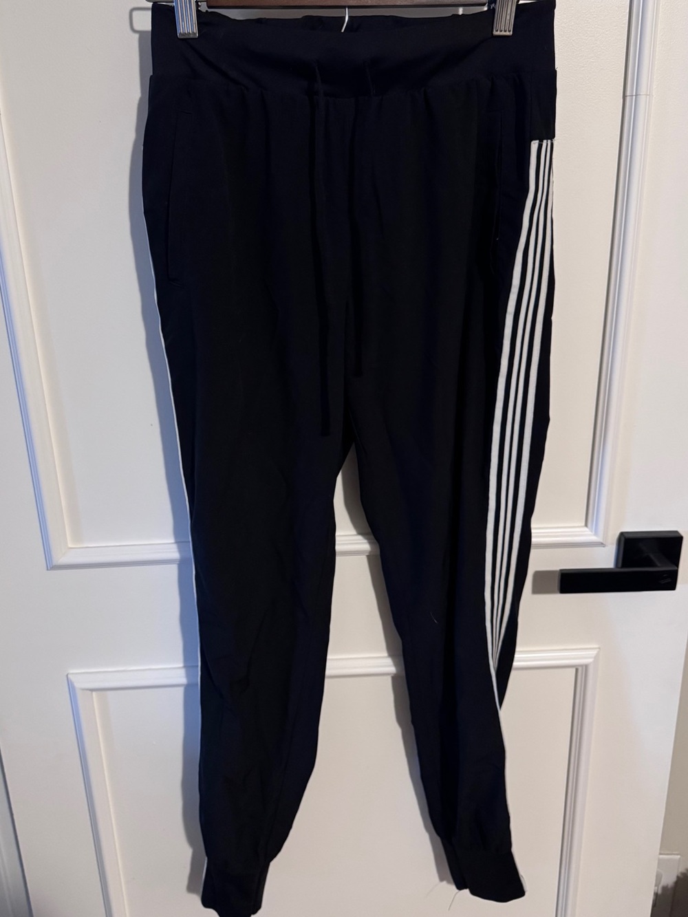Black Jogger Pants with Side Stripes